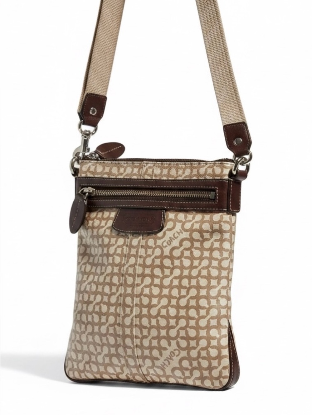 Coach brown white swing pack bag Crossbody 42206